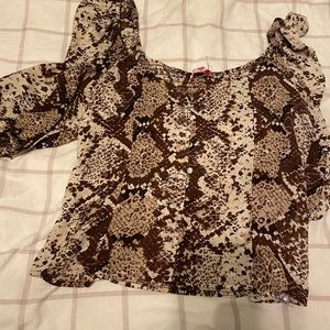 Buddy love snake skin print top- never worn!